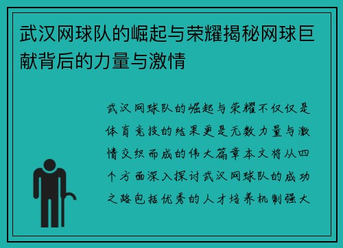 武汉网球队的崛起与荣耀揭秘网球巨献背后的力量与激情